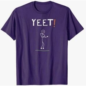 🔸️Port & Company Purple "Yeet" Stick Figure Short Sleeve Shirt Medium